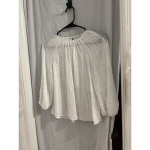 Pearl By Lela Rose White Peasant Top Sz Xs